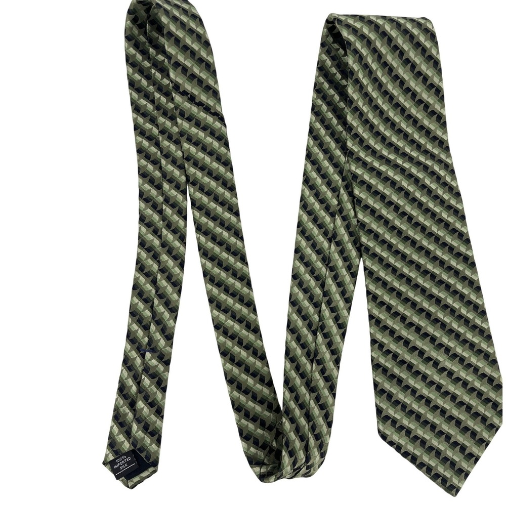 Croft & Barrow Mens Green Geometric Silk 4 x 59